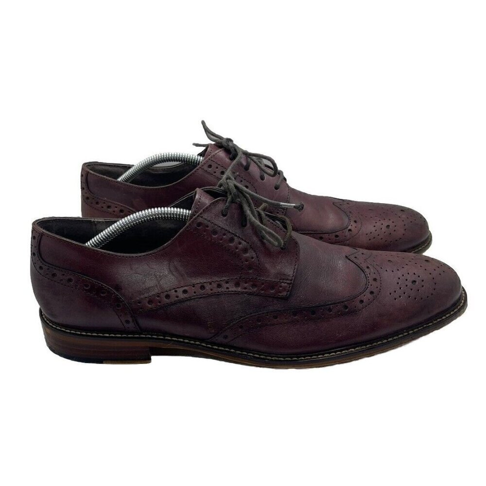 Joseph Abboud Mens Sz 12 Red Brown Leather Derby Wing Tip Dress Shoes 40G4R00003